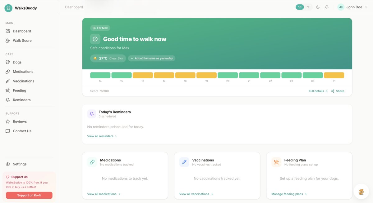 WalksBuddy dashboard